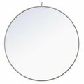 Doba-Bnt 36 in. Eternity Metal Frame Round Mirror with Decorative Hook, Silver SA2222634